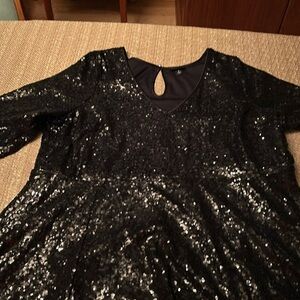 Black sequin 3/4 sleeve dress